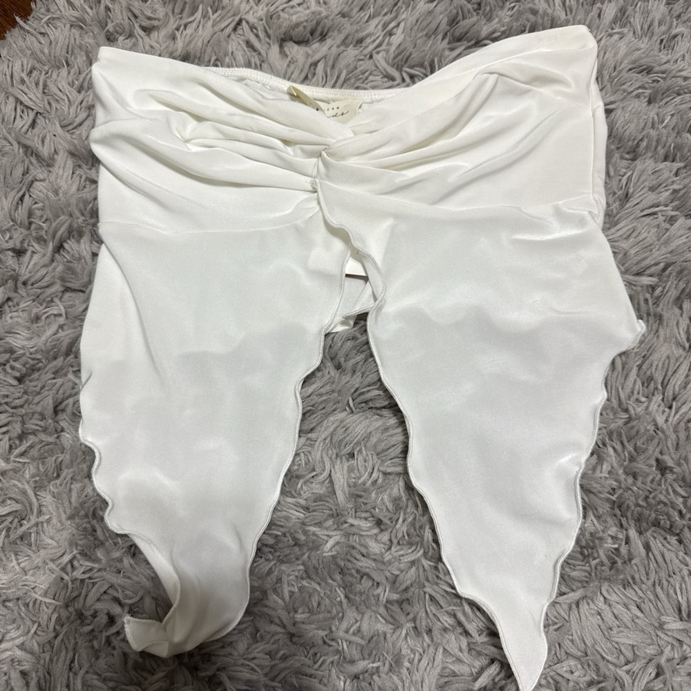 White Ruched Satin Top